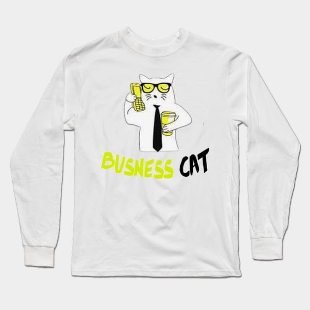 business cat shirt, Christmas Cat Shirt, Funny Cat Shirts, Kitten Shirt , Cat Lover Top,Christmas Gift for Friend. Long Sleeve T-Shirt by Linna-Rose